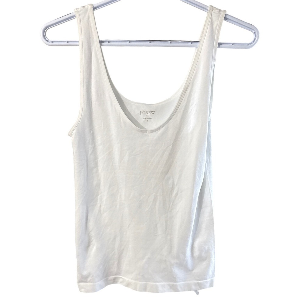 J.Crew Women White Seamless Compression Scoop Neck Tank Top Small
